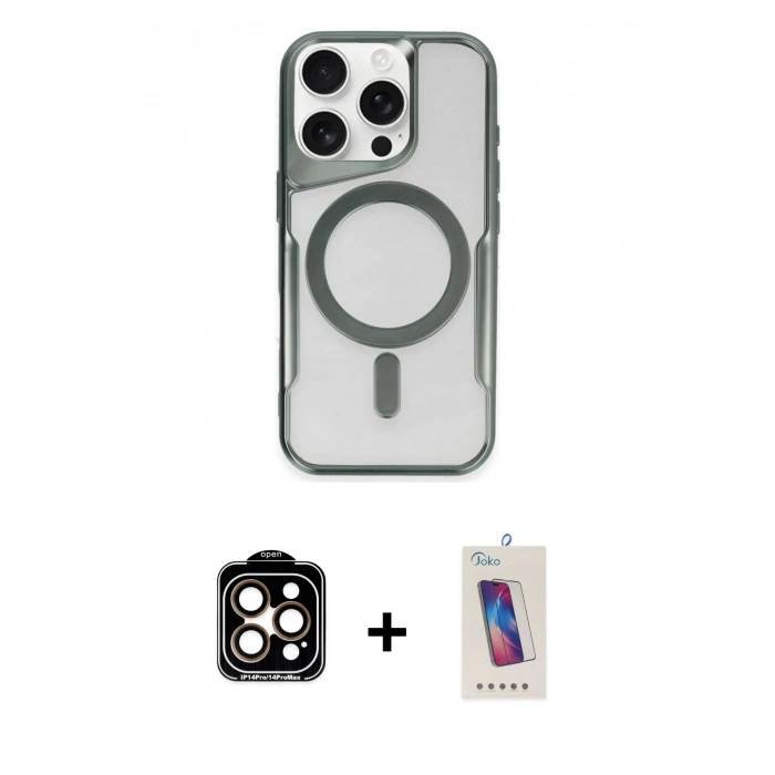 MARSİLYAN™- iPhone 14 Pro Max Kılıf Yadigar Klasik Özel Seri - Siyah Joko 5D Cam + PVD Metal Kamera Lens - TU