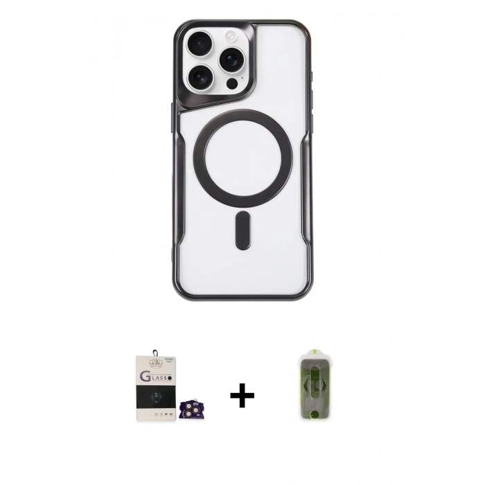 MARSİLYAN™- iPhone 14 Pro Max Kılıf Yadigar Klasik Özel Seri - Siyah Joko Magic 5D Hayalet Cam + Bilvis Titan Kamera Lens - GD