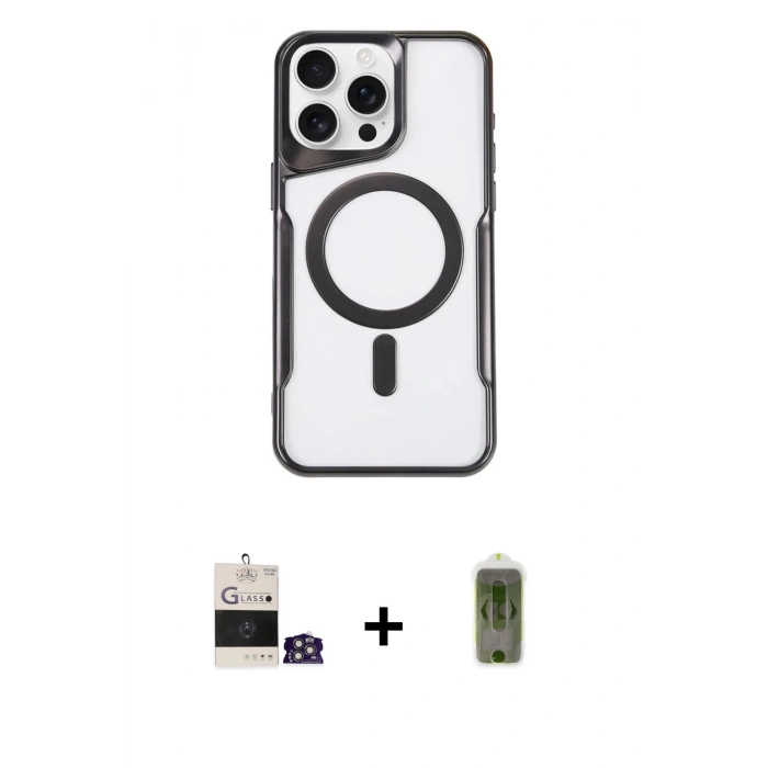 MARSİLYAN™- iPhone 14 Pro Max Kılıf Yadigar Klasik Özel Seri - Siyah Joko Magic 5D Hayalet Cam + Bilvis Titan Kamera Lens - GS