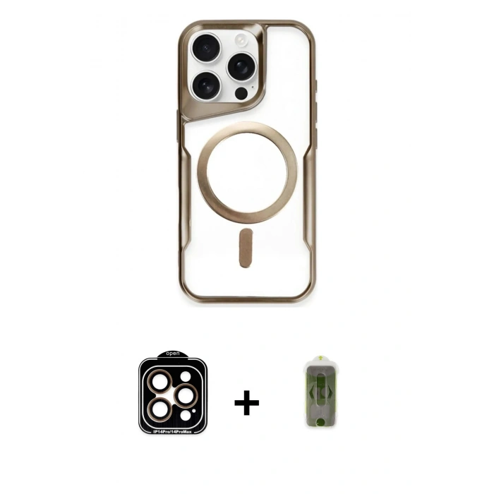 MARSİLYAN™- iPhone 14 Pro Max Kılıf Yadigar Klasik Özel Seri - Siyah Joko Magic 5D Hayalet Cam + PVD Metal Kamera Lens - TU
