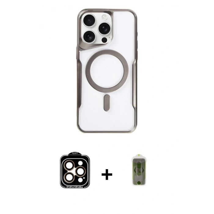 MARSİLYAN™- iPhone 14 Pro Max Kılıf Yadigar Klasik Özel Seri - Siyah Joko Magic 5D Hayalet Cam + PVD Metal Kamera Lens - TU