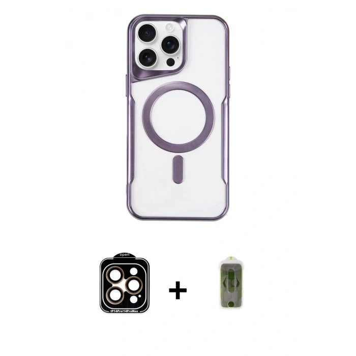 MARSİLYAN™- iPhone 14 Pro Max Kılıf Yadigar Klasik Özel Seri - Siyah Joko Magic 5D Hayalet Cam + PVD Metal Kamera Lens - TU