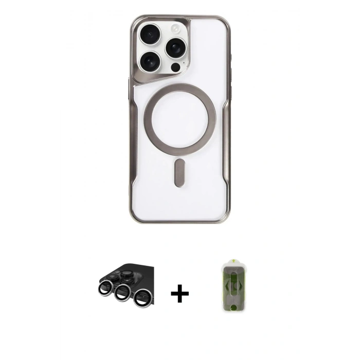 MARSİLYAN™- iPhone 14 Pro Max Kılıf Yadigar Klasik Özel Seri - Siyah Joko Magic 5D Hayalet Cam + Raze Metal Kamera Lens - GS