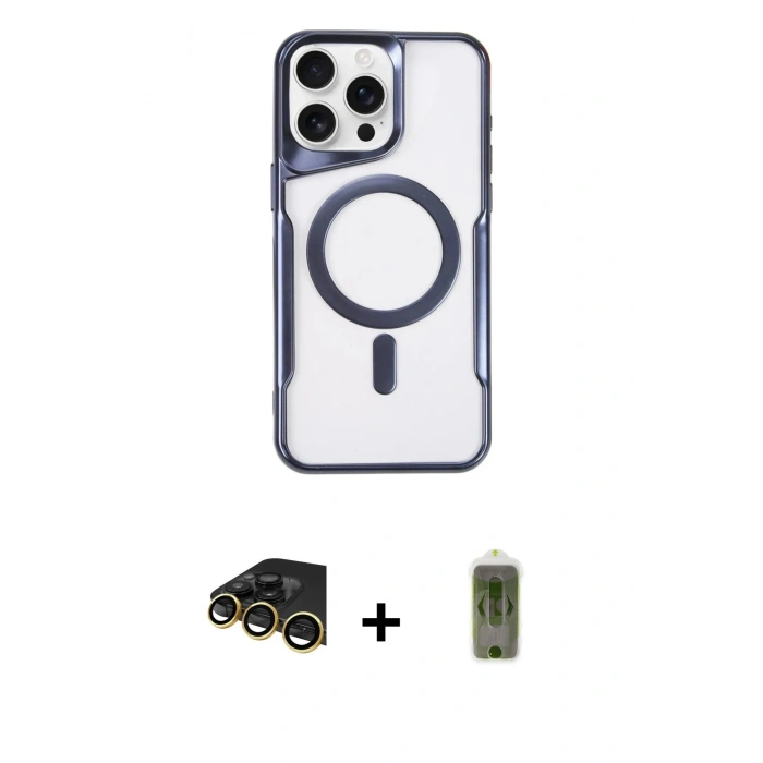 MARSİLYAN™- iPhone 14 Pro Max Kılıf Yadigar Klasik Özel Seri - Siyah Joko Magic 5D Hayalet Cam + Raze Metal Kamera Lens - GD