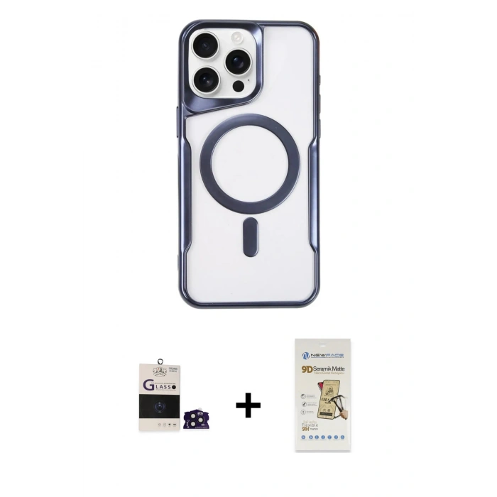 MARSİLYAN™- iPhone 14 Pro Max Kılıf Yadigar Klasik Özel Seri - Siyah Mat Seramik Nano Ekran Koruyucu + Bilvis Titan Kamera Lens - DNMR