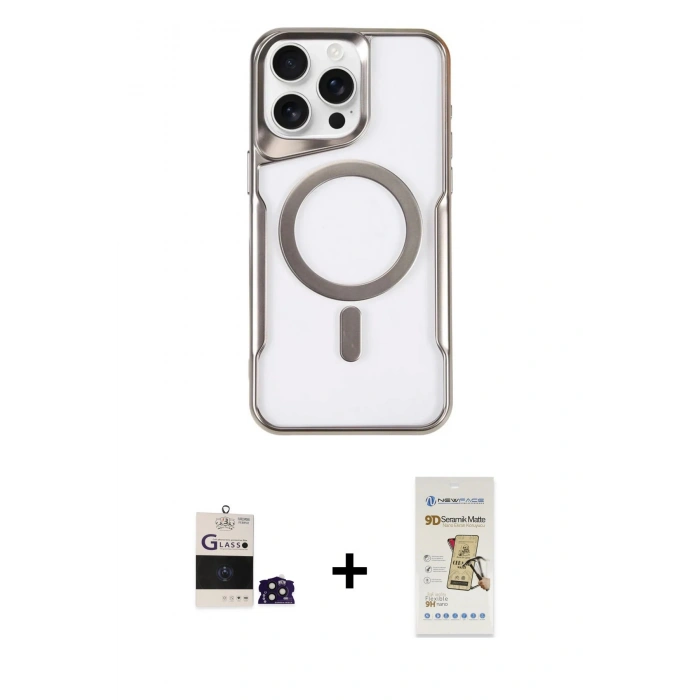 MARSİLYAN™- iPhone 14 Pro Max Kılıf Yadigar Klasik Özel Seri - Siyah Mat Seramik Nano Ekran Koruyucu + Bilvis Titan Kamera Lens - DNMR