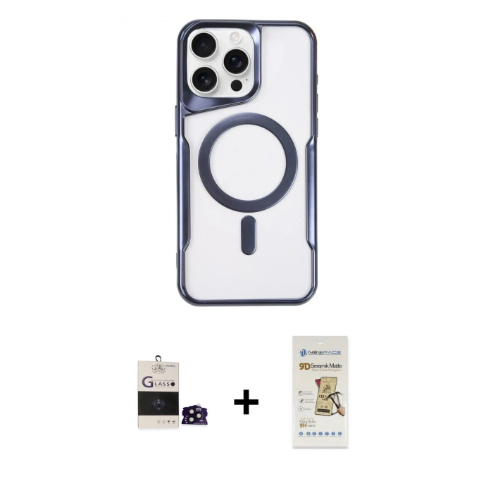 MARSİLYAN™- iPhone 14 Pro Max Kılıf Yadigar Klasik Özel Seri - Siyah Mat Seramik Nano Ekran Koruyucu + Bilvis Titan Kamera Lens - SH