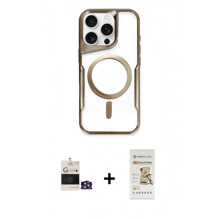 MARSİLYAN™- iPhone 14 Pro Max Kılıf Yadigar Klasik Özel Seri - Siyah Mat Seramik Nano Ekran Koruyucu + Bilvis Titan Kamera Lens - GS