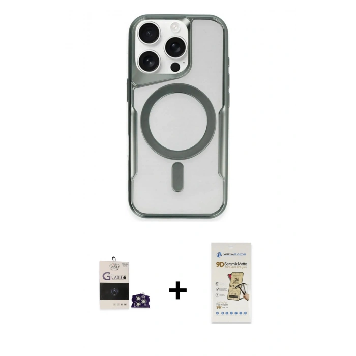 MARSİLYAN™- iPhone 14 Pro Max Kılıf Yadigar Klasik Özel Seri - Siyah Mat Seramik Nano Ekran Koruyucu + Bilvis Titan Kamera Lens - GS