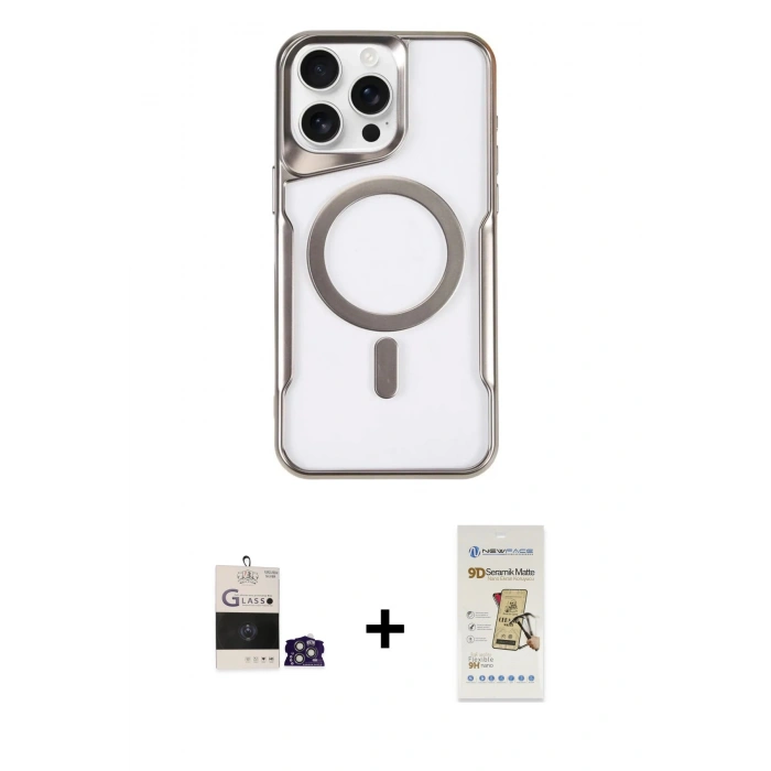 MARSİLYAN™- iPhone 14 Pro Max Kılıf Yadigar Klasik Özel Seri - Siyah Mat Seramik Nano Ekran Koruyucu + Bilvis Titan Kamera Lens - GS