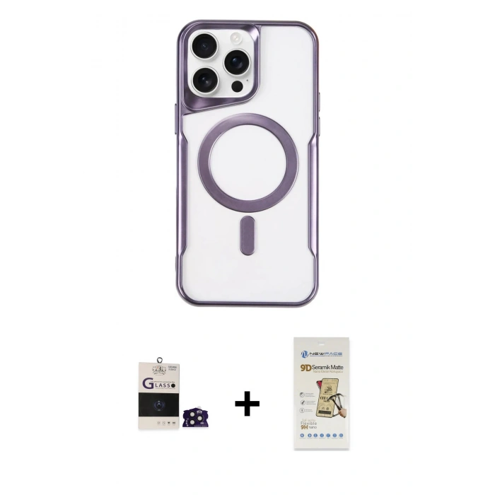 MARSİLYAN™- iPhone 14 Pro Max Kılıf Yadigar Klasik Özel Seri - Siyah Mat Seramik Nano Ekran Koruyucu + Bilvis Titan Kamera Lens - DNMR