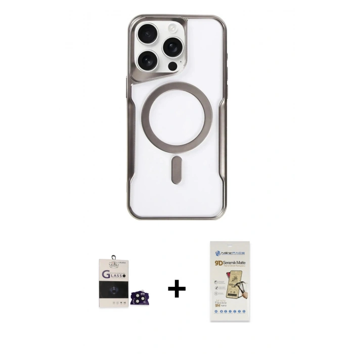 MARSİLYAN™- iPhone 14 Pro Max Kılıf Yadigar Klasik Özel Seri - Siyah Mat Seramik Nano Ekran Koruyucu + Bilvis Titan Kamera Lens - SH