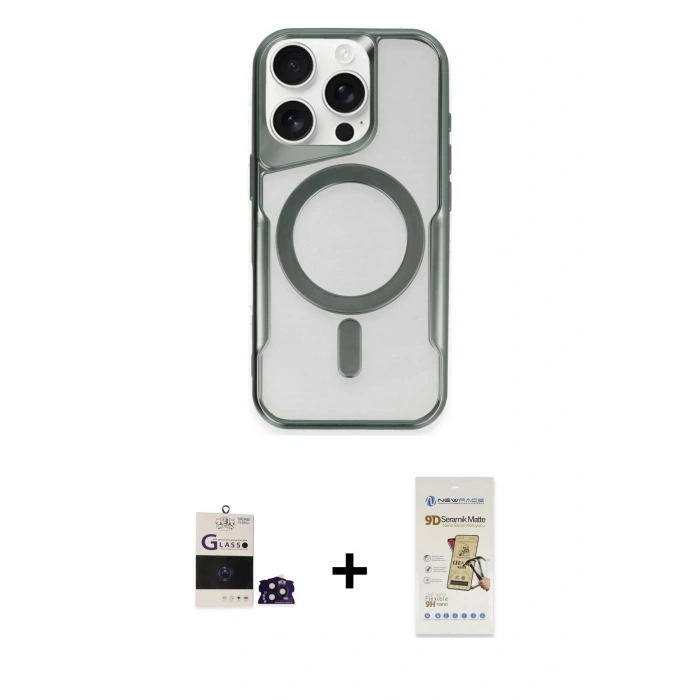 MARSİLYAN™- iPhone 14 Pro Max Kılıf Yadigar Klasik Özel Seri - Siyah Mat Seramik Nano Ekran Koruyucu + Bilvis Titan Kamera Lens - DNMR