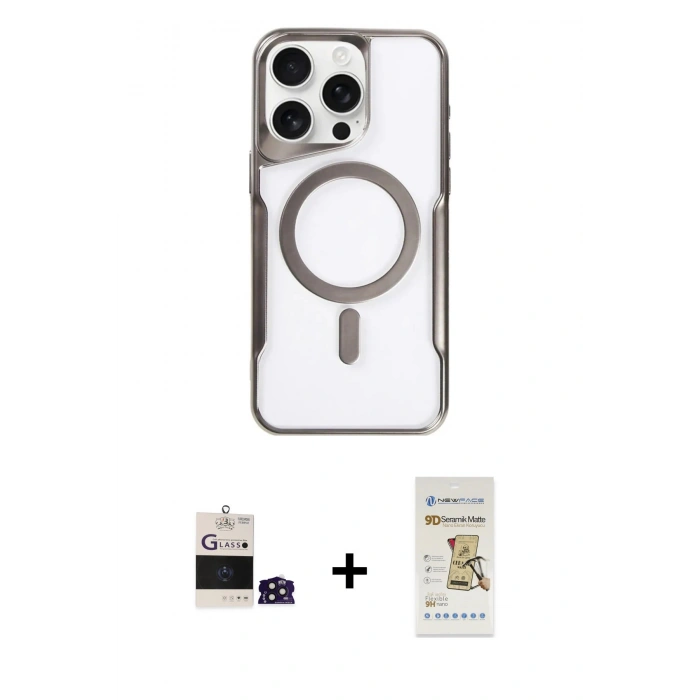 MARSİLYAN™- iPhone 14 Pro Max Kılıf Yadigar Klasik Özel Seri - Siyah Mat Seramik Nano Ekran Koruyucu + Bilvis Titan Kamera Lens - DNMR