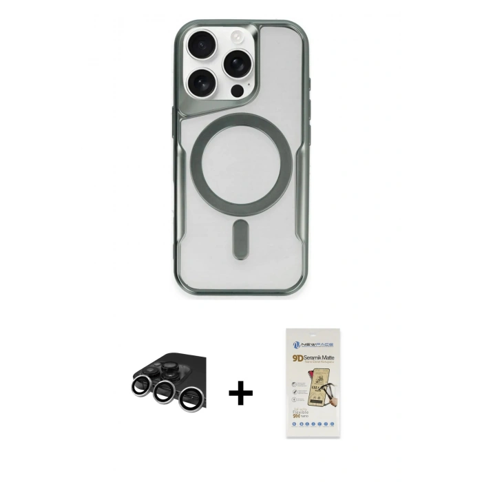 MARSİLYAN™- iPhone 14 Pro Max Kılıf Yadigar Klasik Özel Seri - Siyah Mat Seramik Nano Ekran Koruyucu + Raze Metal Kamera Lens - GS