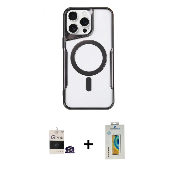 MARSİLYAN™- iPhone 14 Pro Max Kılıf Yadigar Klasik Özel Seri - Siyah Polymer Nano Ekran Koruyucu + Bilvis Titan Kamera Lens - GS