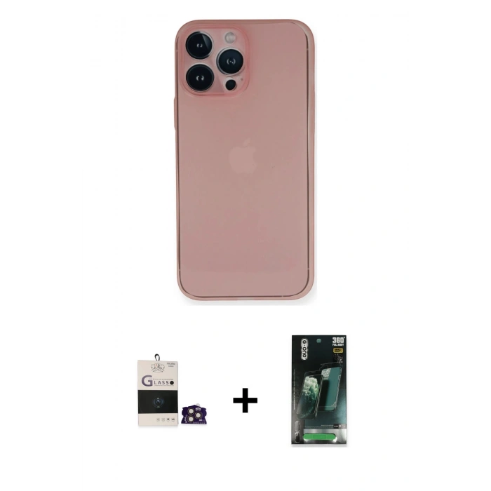 MARSİLYAN™- iPhone 14 Pro Max Kılıf Yadigar Yansıma Serisi - Şeffaf 360 Full Body Arka Koruyucu + Bilvis Titan Kamera Lens - GD