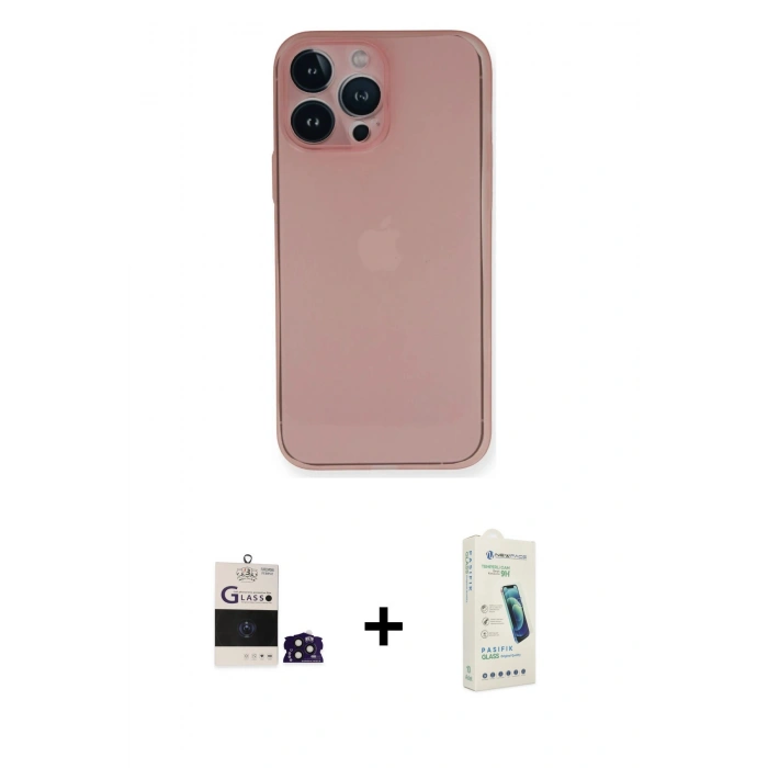 MARSİLYAN™- iPhone 14 Pro Max Kılıf Yadigar Yansıma Serisi - Şeffaf Pasifik Cam Ekran Koruyucu + Bilvis Titan Kamera Lens - DNMR