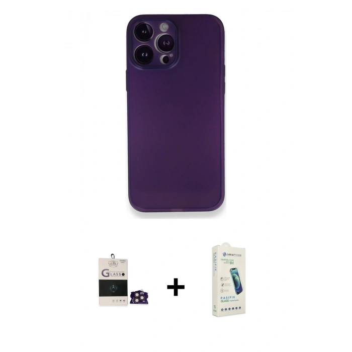 MARSİLYAN™- iPhone 14 Pro Max Kılıf Yadigar Yansıma Serisi - Şeffaf Pasifik Cam Ekran Koruyucu + Bilvis Titan Kamera Lens - GD