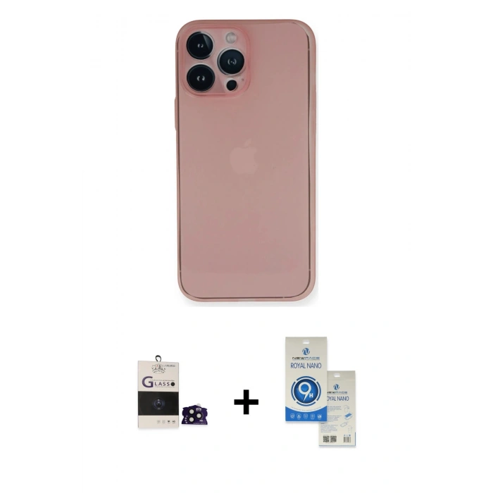 MARSİLYAN™- iPhone 14 Pro Max Kılıf Yadigar Yansıma Serisi - Şeffaf Royal Nano Ekran Koruyucu + Bilvis Titan Kamera Lens - SH