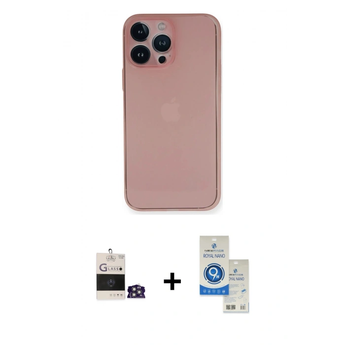 MARSİLYAN™- iPhone 14 Pro Max Kılıf Yadigar Yansıma Serisi - Şeffaf Royal Nano Ekran Koruyucu + Bilvis Titan Kamera Lens - GS