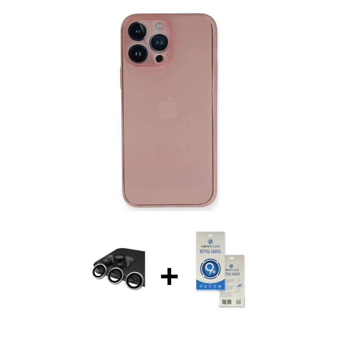 MARSİLYAN™- iPhone 14 Pro Max Kılıf Yadigar Yansıma Serisi - Şeffaf Royal Nano Ekran Koruyucu + Raze Metal Kamera Lens - GS