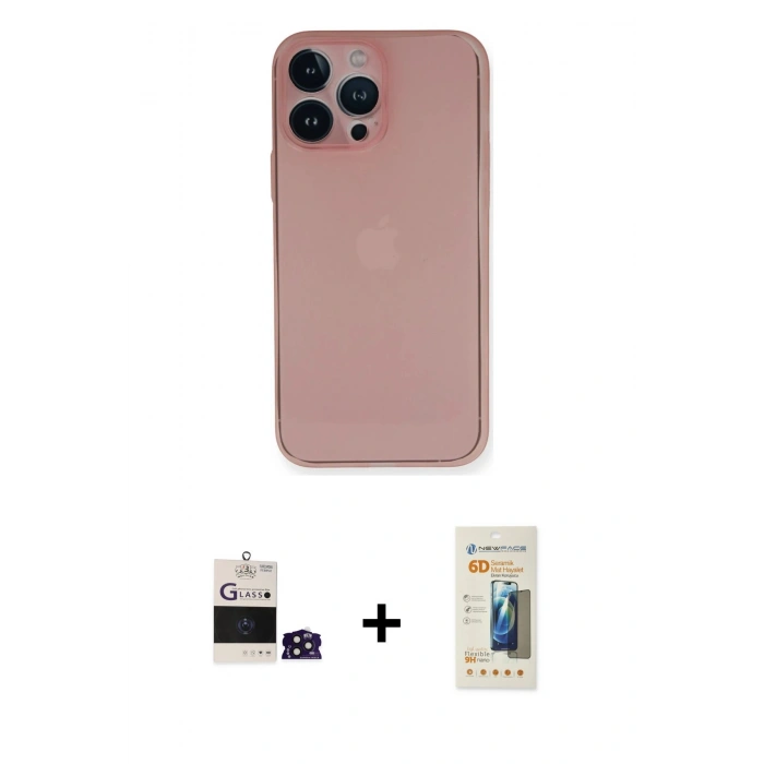 MARSİLYAN™- iPhone 14 Pro Max Kılıf Yadigar Yansıma Serisi - Siyah 6D Mat Seramik Hayalet Nano Ekran Koruyucu + Bilvis Titan Kamera Lens - DNMR
