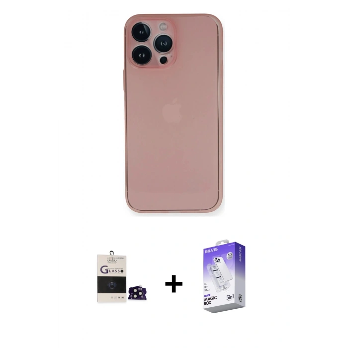 MARSİLYAN™- iPhone 14 Pro Max Kılıf Yadigar Yansıma Serisi - Siyah Bilvis 5in1 3D Magic Cam Ekran Koruyucu + Siyah Bilvis Titan Kamera Lens