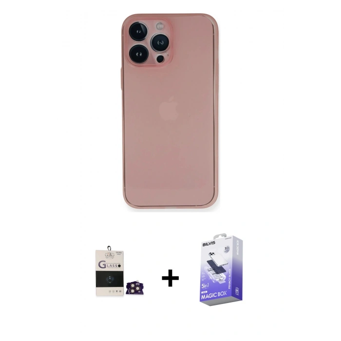 MARSİLYAN™- iPhone 14 Pro Max Kılıf Yadigar Yansıma Serisi - Siyah Bilvis 5in1 5D Magic Hayalet Cam Ekran Koruyucu + Bilvis Titan Kamera Lens - GD