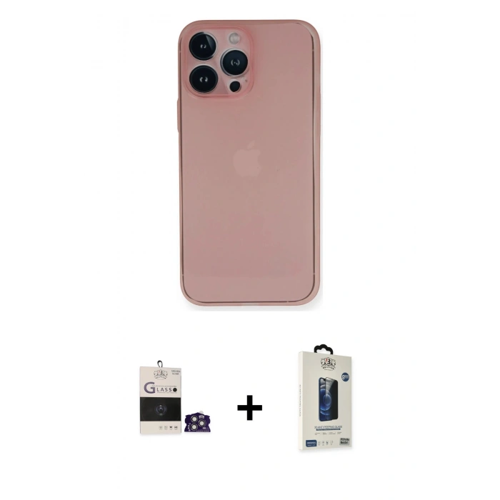 MARSİLYAN™- iPhone 14 Pro Max Kılıf Yadigar Yansıma Serisi - Siyah Bilvis Hayalet Cam Ekran Koruyucu + Bilvis Titan Kamera Lens - GS