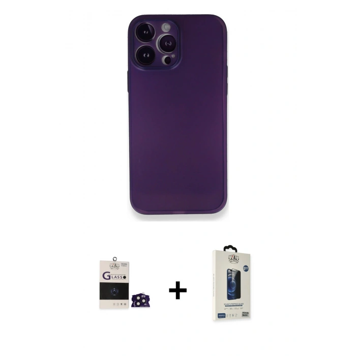 MARSİLYAN™- iPhone 14 Pro Max Kılıf Yadigar Yansıma Serisi - Siyah Bilvis Hayalet Cam Ekran Koruyucu + Bilvis Titan Kamera Lens - DNMR