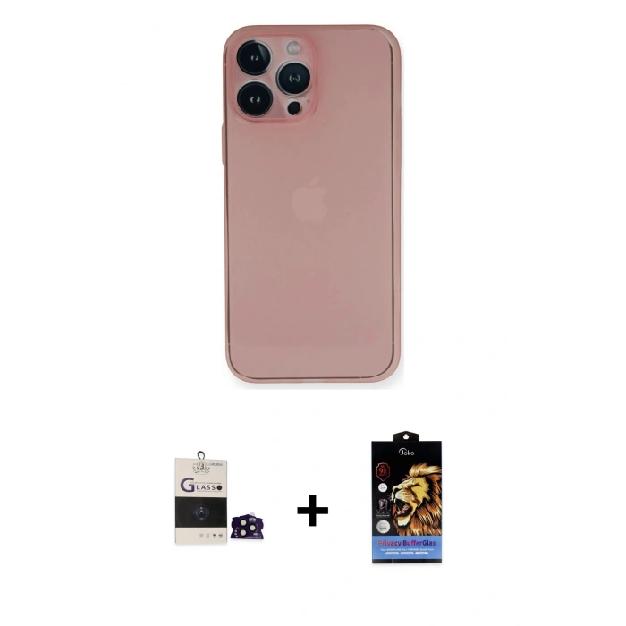 MARSİLYAN™- iPhone 14 Pro Max Kılıf Yadigar Yansıma Serisi - Siyah Buffer Hayalet Cam Ekran Koruyucu + Bilvis Titan Kamera Lens - SH