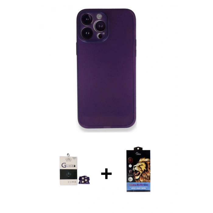 MARSİLYAN™- iPhone 14 Pro Max Kılıf Yadigar Yansıma Serisi - Siyah Buffer Hayalet Cam Ekran Koruyucu + Bilvis Titan Kamera Lens - GD