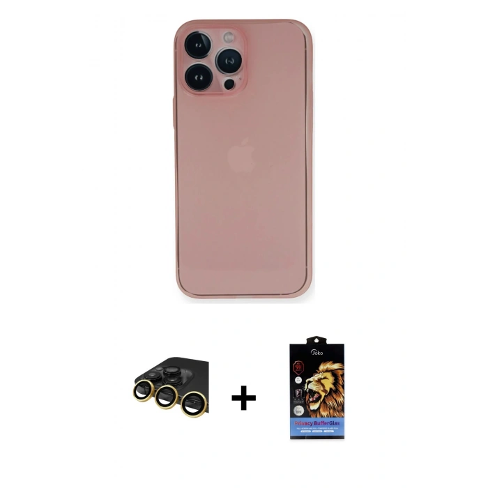 MARSİLYAN™- iPhone 14 Pro Max Kılıf Yadigar Yansıma Serisi - Siyah Buffer Hayalet Cam Ekran Koruyucu + Raze Metal Kamera Lens - GD