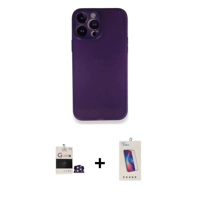MARSİLYAN™- iPhone 14 Pro Max Kılıf Yadigar Yansıma Serisi - Siyah Joko 5D Cam + Bilvis Titan Kamera Lens - GS
