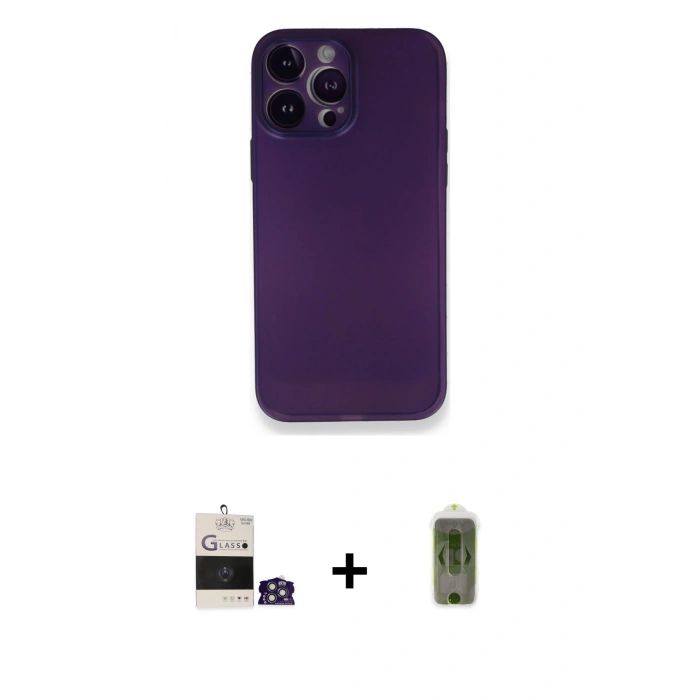MARSİLYAN™- iPhone 14 Pro Max Kılıf Yadigar Yansıma Serisi - Siyah Joko Magic 5D Hayalet Cam + Bilvis Titan Kamera Lens - GS