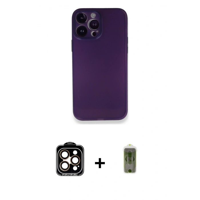MARSİLYAN™- iPhone 14 Pro Max Kılıf Yadigar Yansıma Serisi - Siyah Joko Magic 5D Hayalet Cam + PVD Metal Kamera Lens - TU
