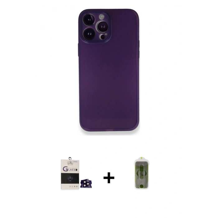 MARSİLYAN™- iPhone 14 Pro Max Kılıf Yadigar Yansıma Serisi - Siyah Joko Magic 5D Hayalet Cam + Bilvis Titan Kamera Lens - SH