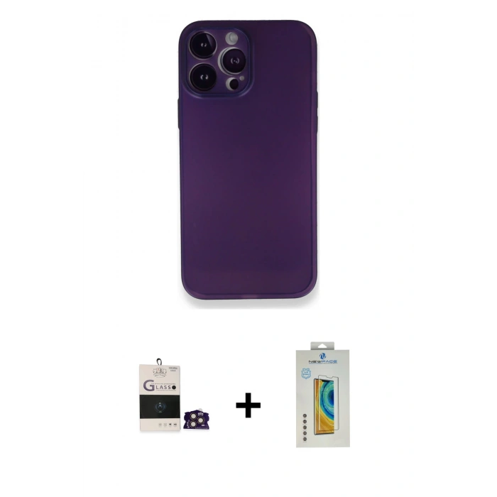 MARSİLYAN™- iPhone 14 Pro Max Kılıf Yadigar Yansıma Serisi - Siyah Polymer Nano Ekran Koruyucu + Bilvis Titan Kamera Lens - GD