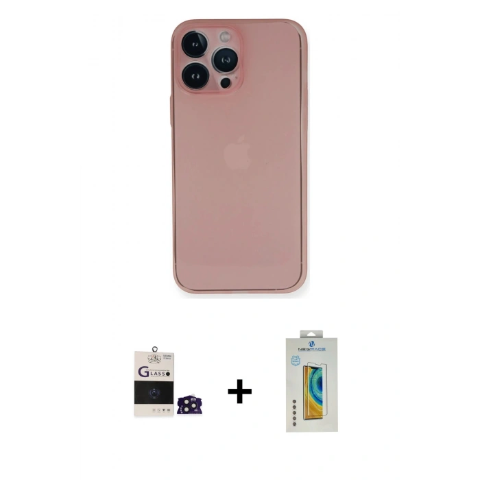 MARSİLYAN™- iPhone 14 Pro Max Kılıf Yadigar Yansıma Serisi - Siyah Polymer Nano Ekran Koruyucu + Bilvis Titan Kamera Lens - DNMR