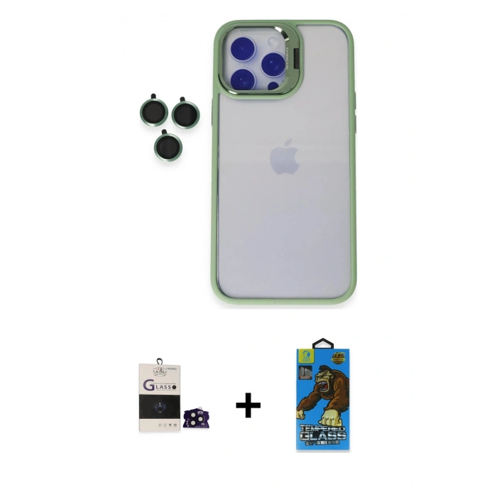 MARSİLYAN™- iPhone 14 Pro Max Kılıf Yankı Asil Serisi - Siyah 18D Cam Ekran Koruyucu + Bilvis Titan Kamera Lens - SH