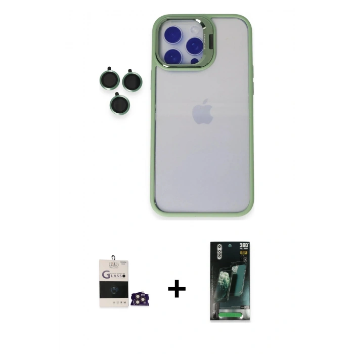MARSİLYAN™- iPhone 14 Pro Max Kılıf Yankı Asil Serisi - Siyah 360 Mat Full Body Arka Koruyucu + Bilvis Titan Kamera Lens - GD