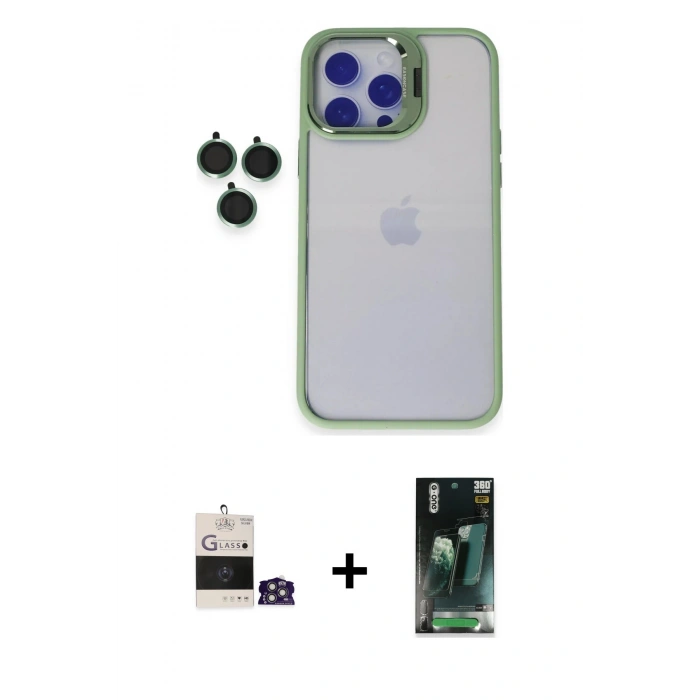 MARSİLYAN™- iPhone 14 Pro Max Kılıf Yankı Asil Serisi - Siyah 360 Mat Full Body Arka Koruyucu + Bilvis Titan Kamera Lens - GS