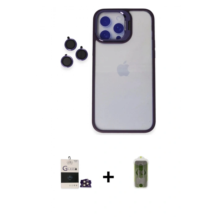 MARSİLYAN™- iPhone 14 Pro Max Kılıf Yankı Asil Serisi - Siyah Joko Magic 5D Hayalet Cam + Bilvis Titan Kamera Lens - GD