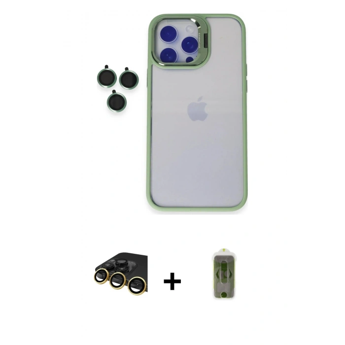 MARSİLYAN™- iPhone 14 Pro Max Kılıf Yankı Asil Serisi - Siyah Joko Magic 5D Hayalet Cam + Raze Metal Kamera Lens - GD