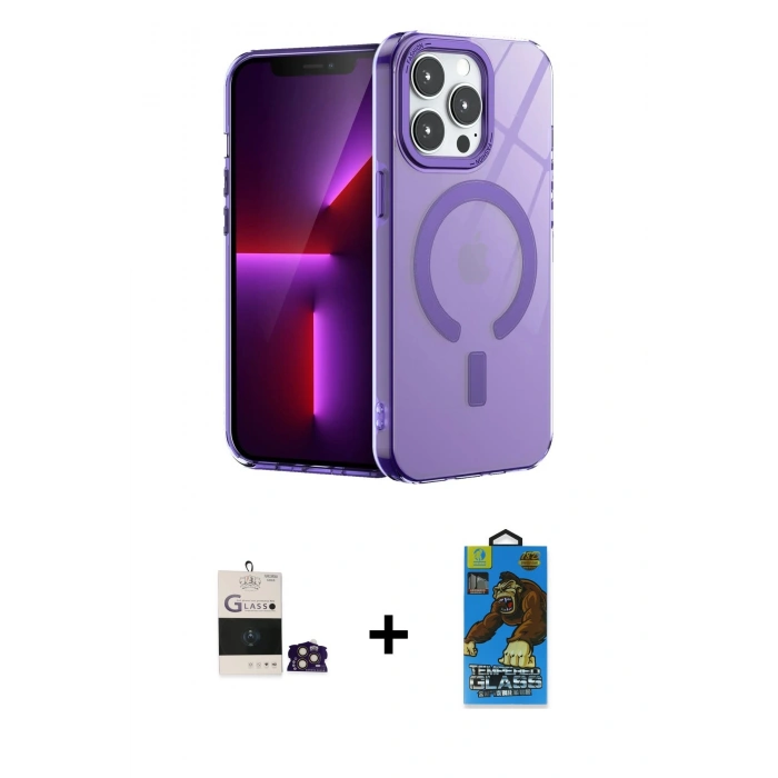 MARSİLYAN™- iPhone 14 Pro Max Kılıf Yankı Çizgi - Siyah 18D Cam Ekran Koruyucu + Bilvis Titan Kamera Lens - GD
