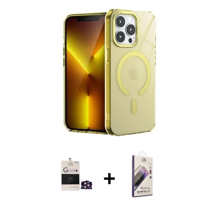 MARSİLYAN™- iPhone 14 Pro Max Kılıf Yankı Çizgi - Siyah Bilvis 3D Mat Cam Ekran Koruyucu + Bilvis Titan Kamera Lens - GD