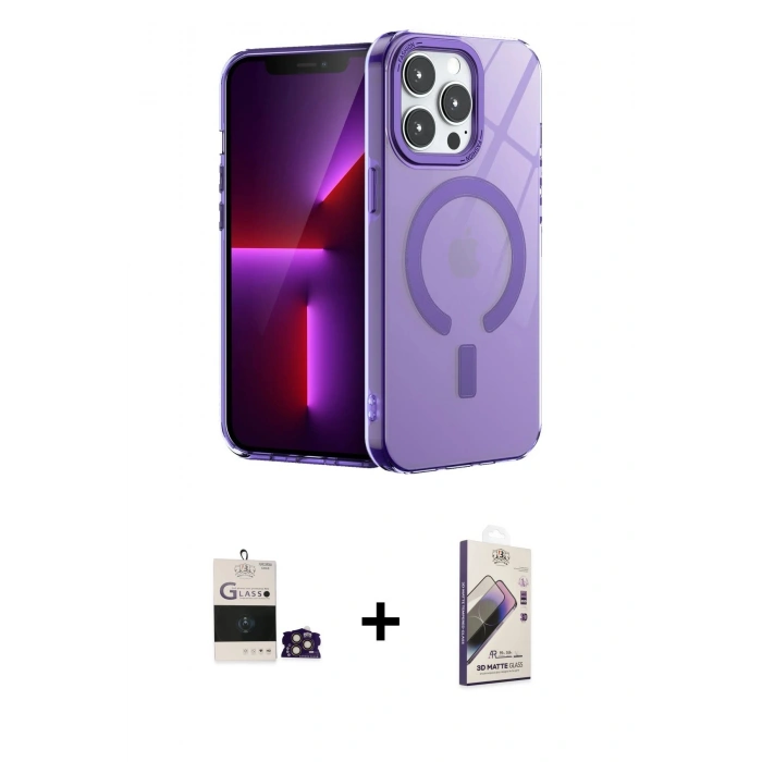 MARSİLYAN™- iPhone 14 Pro Max Kılıf Yankı Çizgi - Siyah Bilvis 3D Mat Cam Ekran Koruyucu + Bilvis Titan Kamera Lens - GD