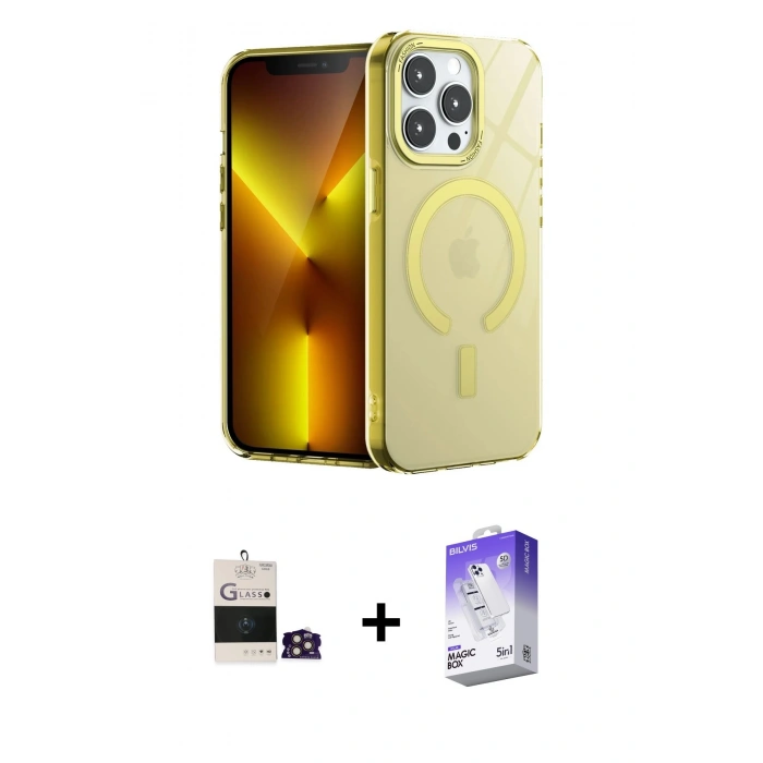 MARSİLYAN™- iPhone 14 Pro Max Kılıf Yankı Çizgi - Siyah Bilvis 5in1 3D Magic Cam Ekran Koruyucu + Bilvis Titan Kamera Lens - GD