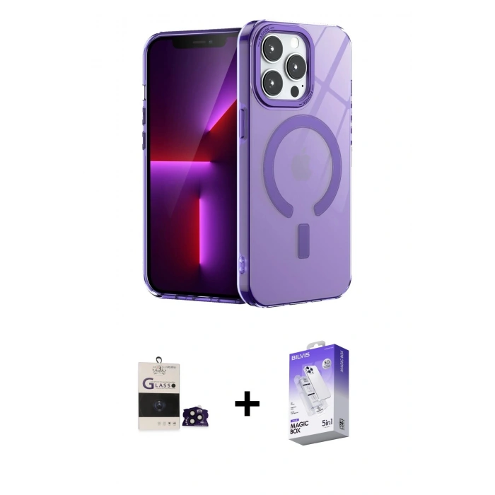 MARSİLYAN™- iPhone 14 Pro Max Kılıf Yankı Çizgi - Siyah Bilvis 5in1 3D Magic Cam Ekran Koruyucu + Bilvis Titan Kamera Lens - SH